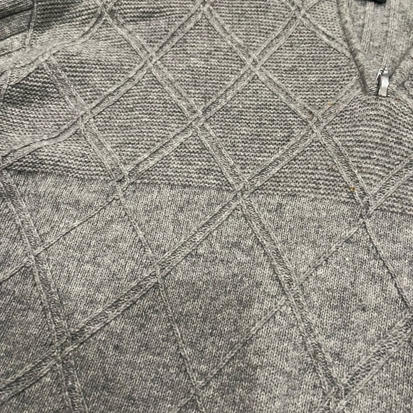 [XL]Enzo Moutorani  Light Gray Wool Blend Textured Mix Knit 1/4 Zip Sweater - Picture 4 of 8